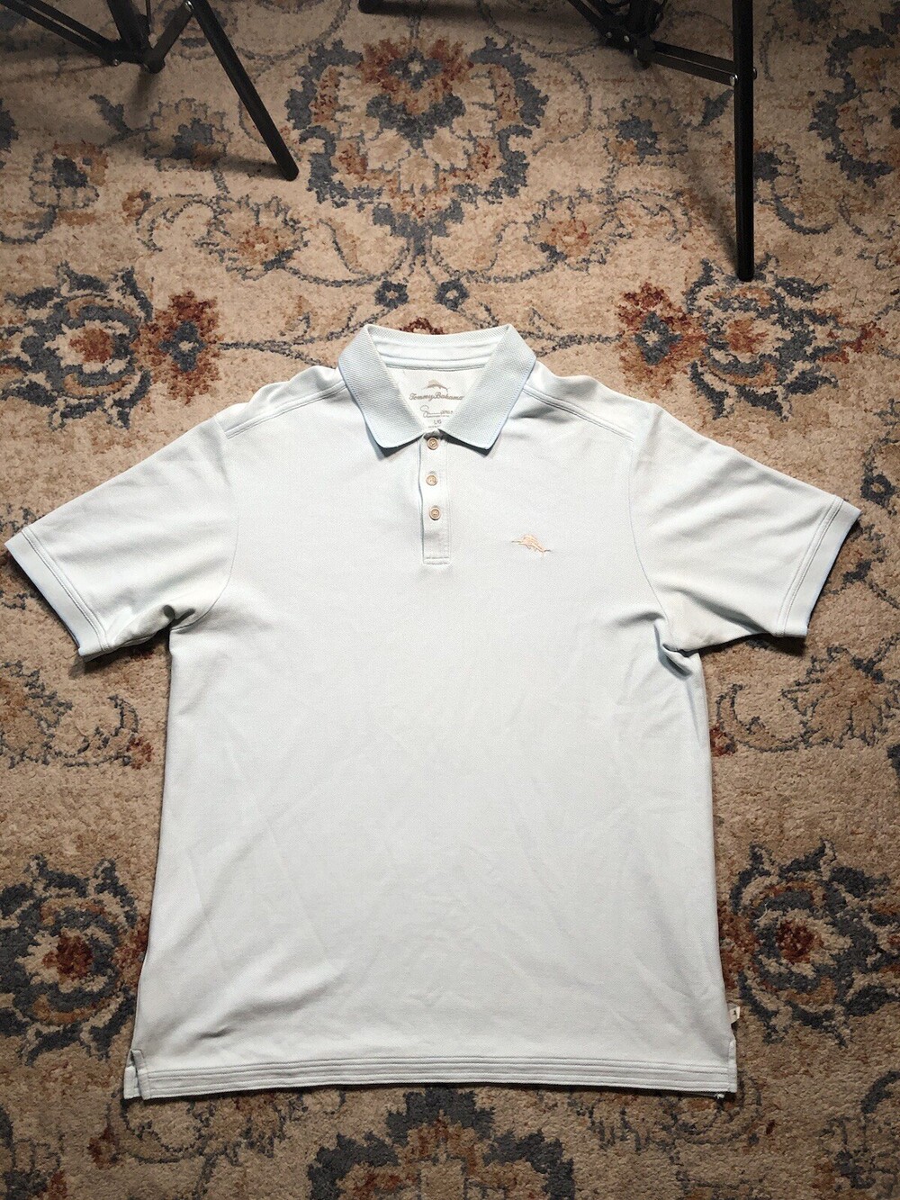 Mens Tommy Bahama Logo Polo Shirt Size Large Blue Cotton Supima Cotton Golf